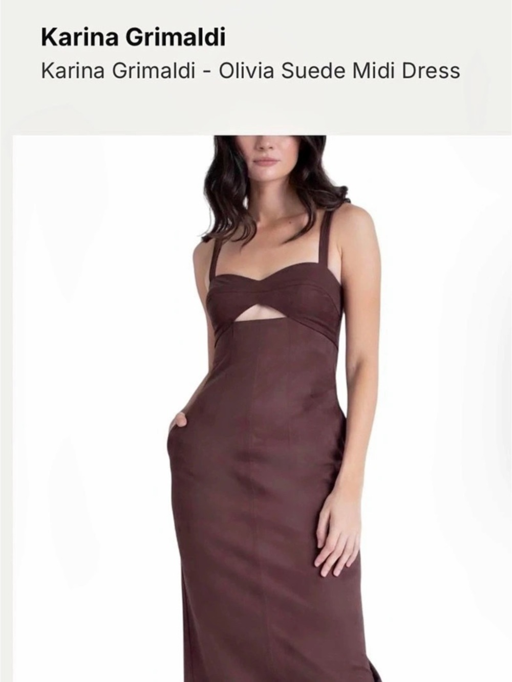 Karina Grimaldi Olivia Suede Midi Dress Brown Size Medium